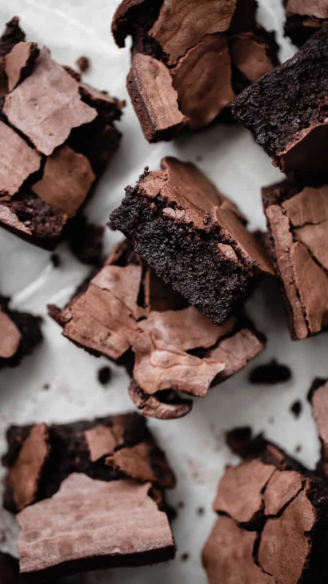 Fudgy Dark Chocolate Brownies With Crackly Crust - Studio Baked