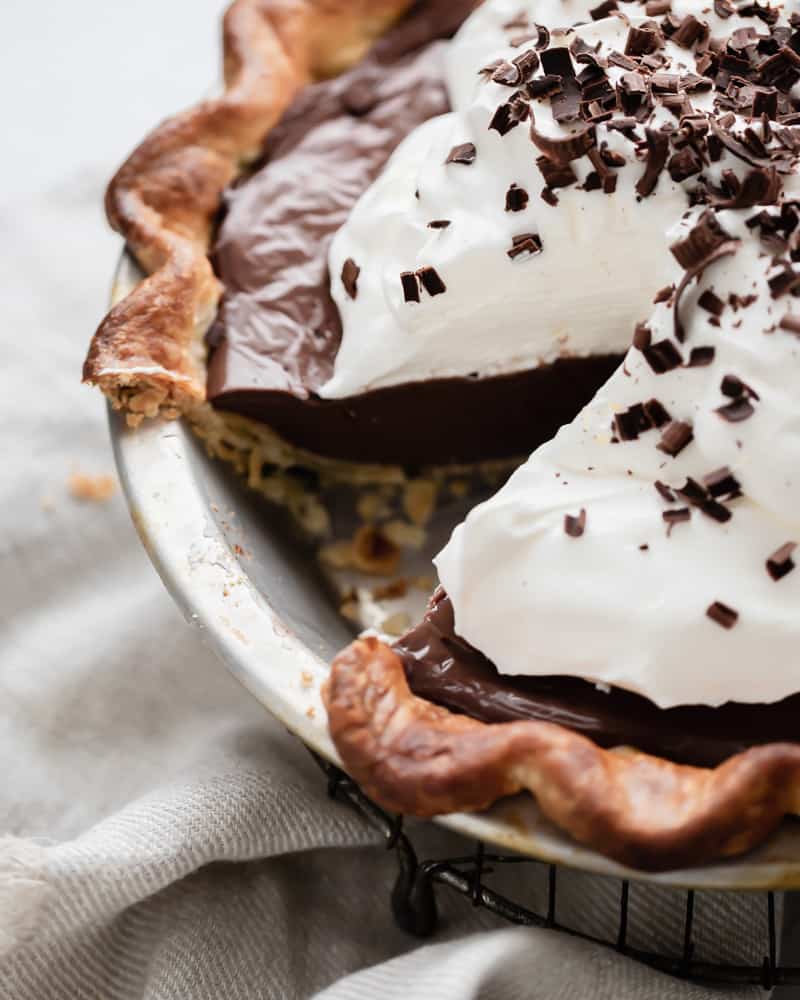 Chocolate Pudding Pie with Whipped Cream - Studio Baked